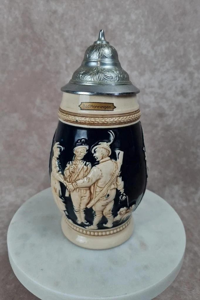 Copo de cerveja vintage Nick-Werke 🇩🇪 Bad Hönningen – Grés e estanho – 0,5l – photo 4